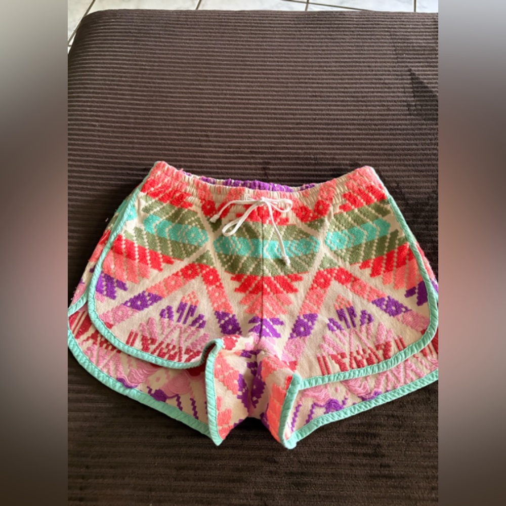 Judith March Green and Pink Patterned Shorts Size Medium